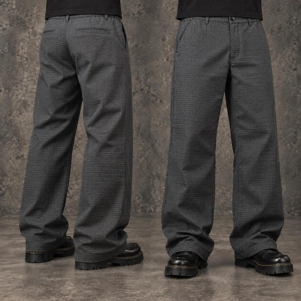 29x30 Gray Plaid Straight Wide Leg Dress Pants Y2K